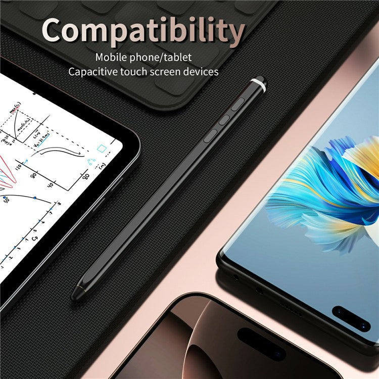 Tablet Phone Stylus Precise Writing Rechargeable Capacitive Pen - Black