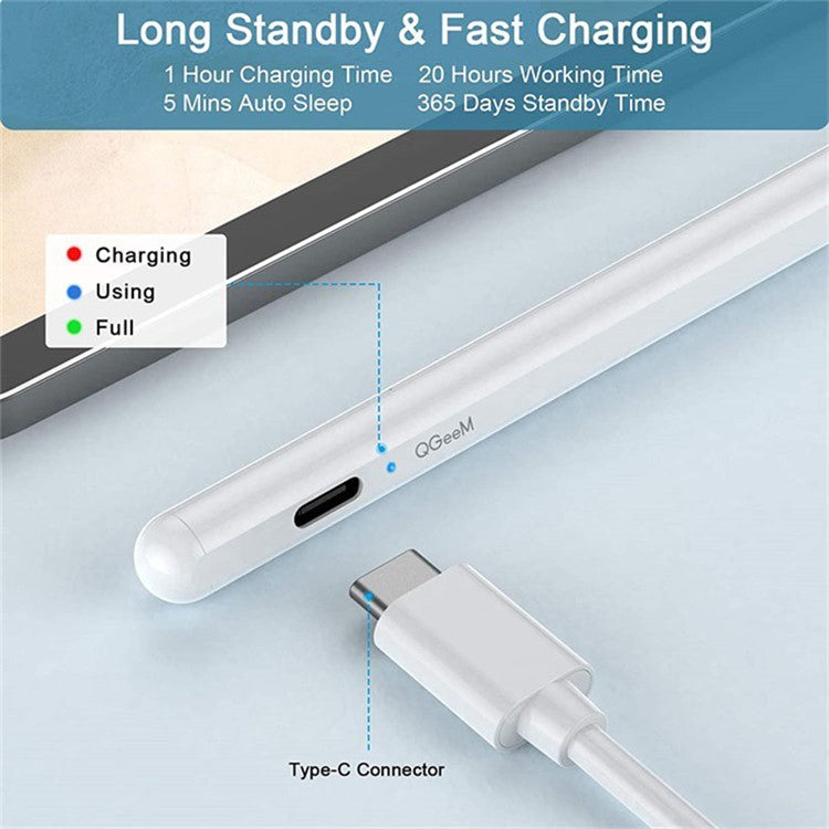 QGEEM ID706 Active Capacitive Stylus Pen for iPad 9.7-inch (2018) / iPad 10.2 (2019) / (2020) / iPad Air 10.5 inch (2019) / (2020) Fine Point Stylist Pen Digital Capacitive Drawing Pencil - Red