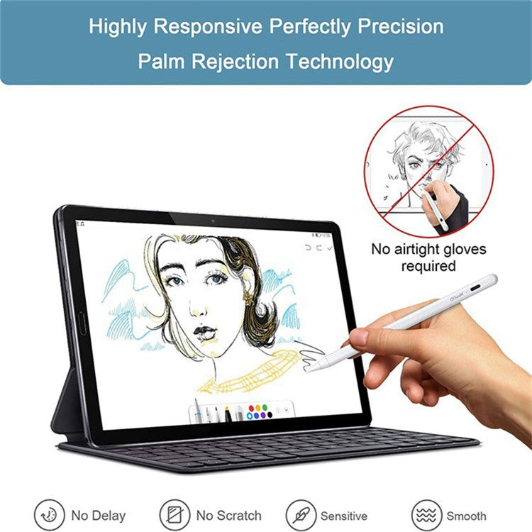 QGEEM ID706 Active Capacitive Stylus Pen for iPad 9.7-inch (2018) / iPad 10.2 (2019) / (2020) / iPad Air 10.5 inch (2019) / (2020) Fine Point Stylist Pen Digital Capacitive Drawing Pencil - Pink