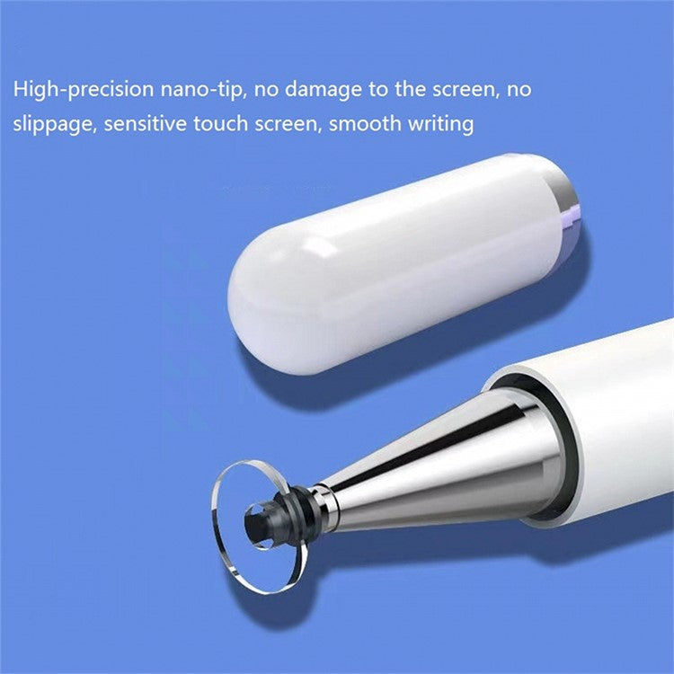 Gradient Passive Stylus for Phones / Tablets Touch Screens 2-in-1 High Precision Magnetic Disc Universal Stylus Pen - White
