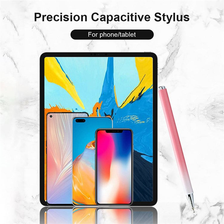 Gradient Passive Stylus for Phones / Tablets Touch Screens 2-in-1 High Precision Magnetic Disc Universal Stylus Pen - White