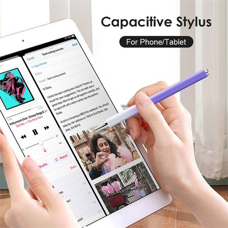 Gradient Passive Stylus for Phones / Tablets Touch Screens 2-in-1 High Precision Magnetic Disc Universal Stylus Pen - White