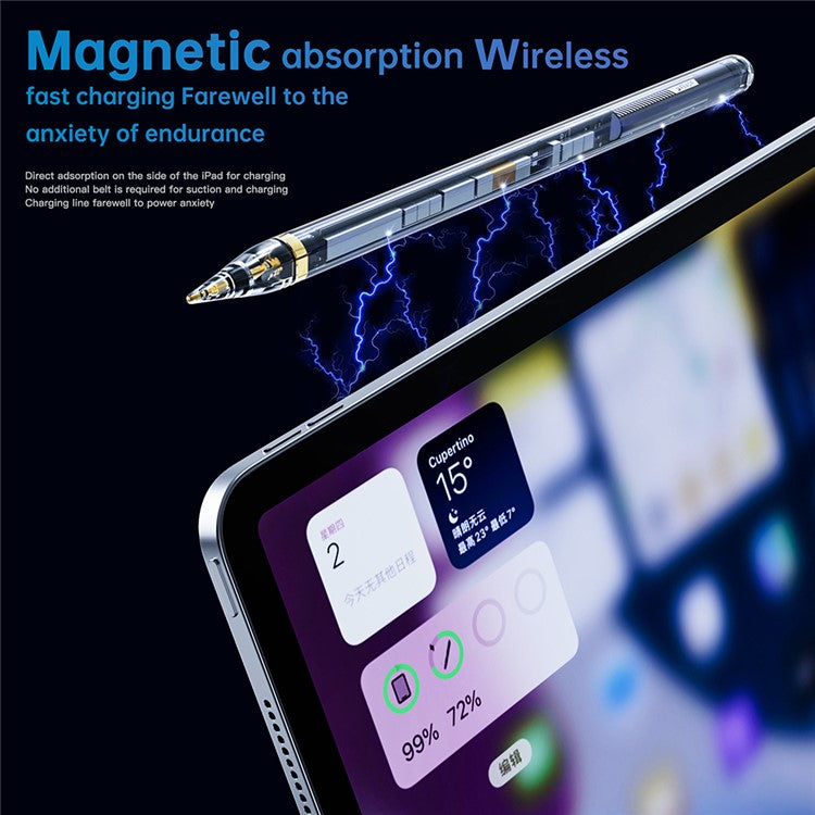 10 Pro Transparent Stylus Pen for iPad Touch Screens Wireless Charging Capacitive Pencil Touch Pen - Orange