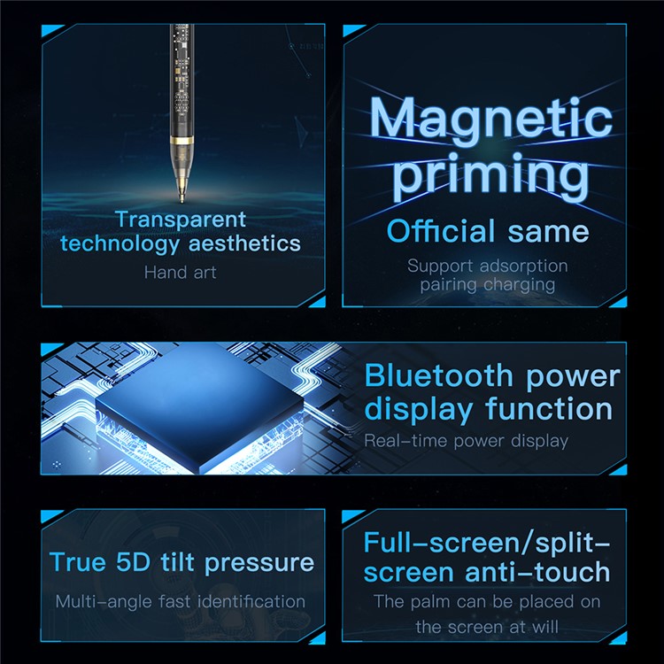 10 Pro Transparent Stylus Pen for iPad Touch Screens Wireless Charging Capacitive Pencil Touch Pen - Orange
