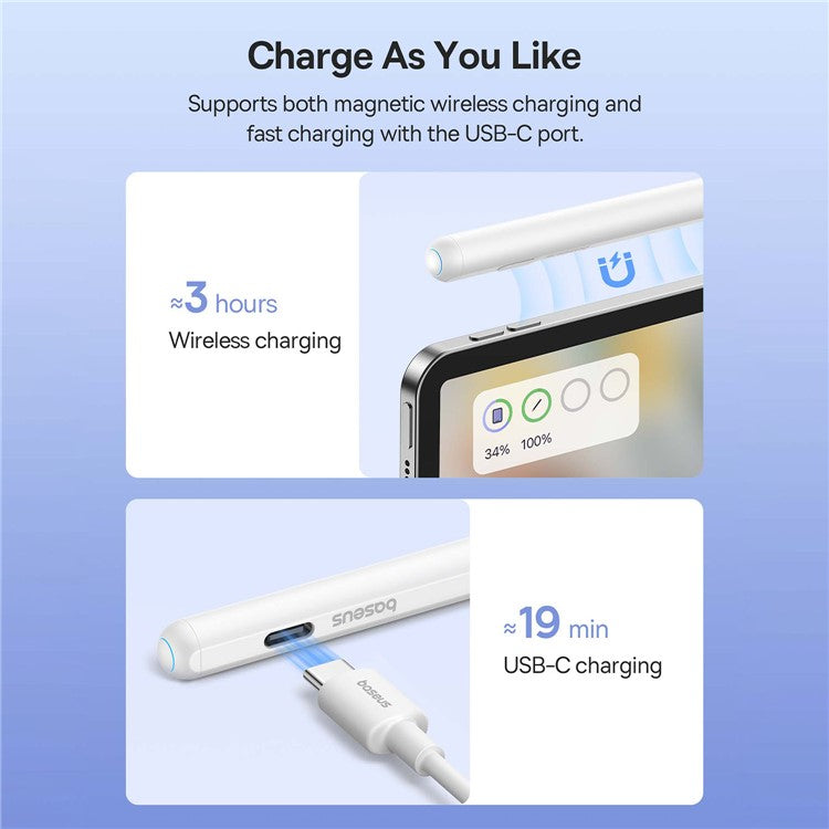 BASEUS Smooth Writing 2 Series Dual Charging Stylus Bluetooth Capacitive Pencil (Active Version Wireless / Cabled Charging)