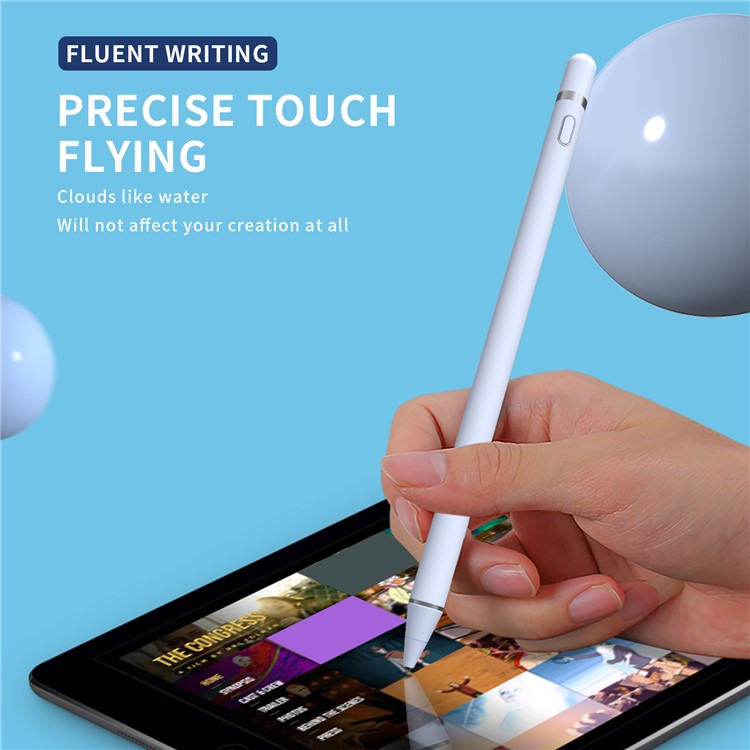 Gen. 2 Pen Active Capacitive Pen Auto Sleep Battery Powered Cordless Stylus for Mobile Phones, Tablets - White