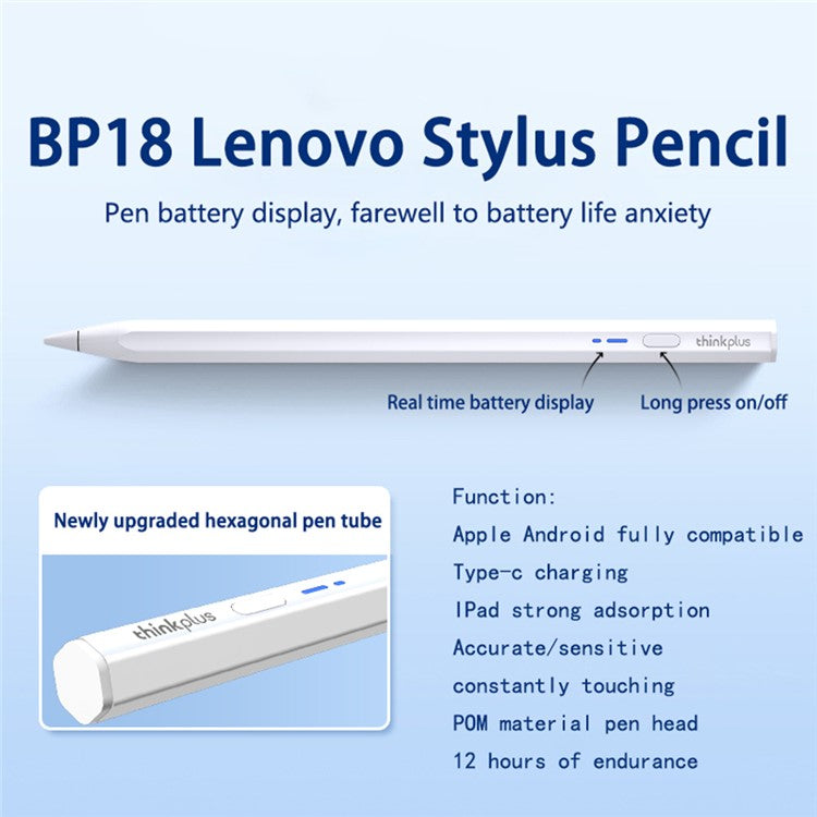 LENOVO Thinkplus BP18 Universal Stylus Pencil Magnetic Touch Pen for Android iOS Tablet