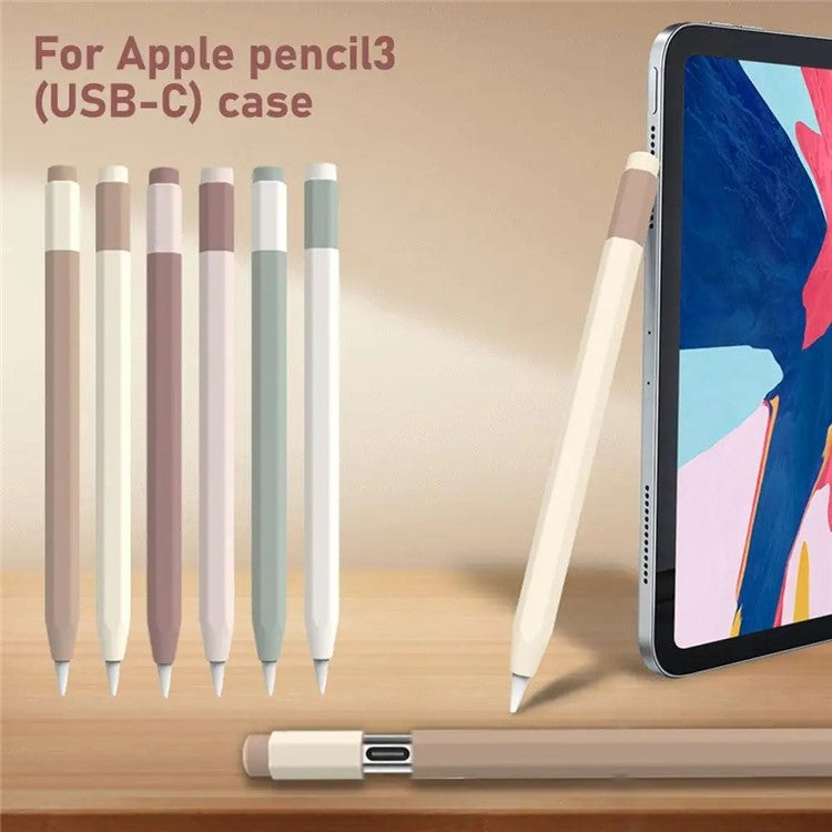 For Apple Pencil (USB-C) Anti-skid Silicone Protective Sleeve Capacitive Stylus Pen Anti-drop Cover - Milkshake White