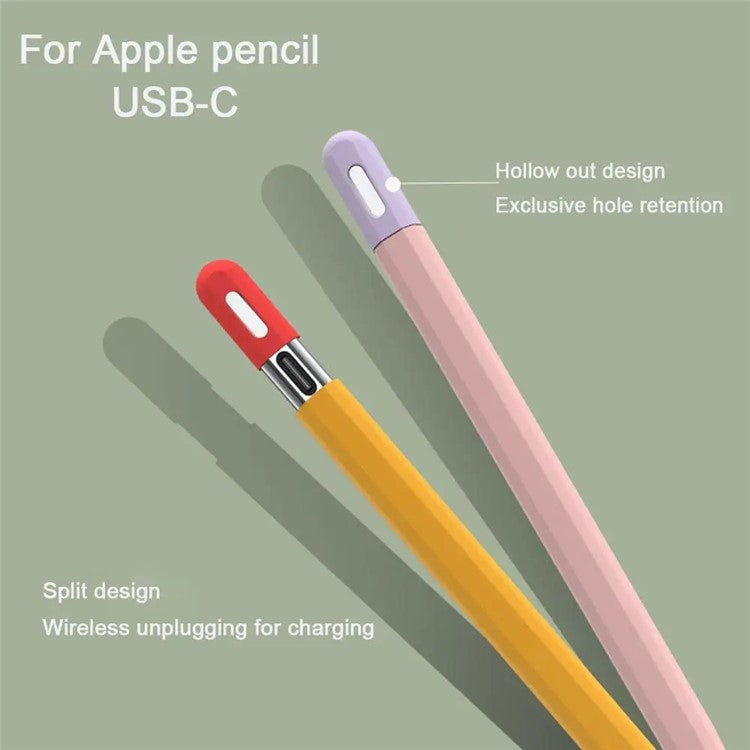 For Apple Pencil (USB-C) Contrast Color Silicone Protective Sleeve Stylus Pen Anti-drop Cover - White