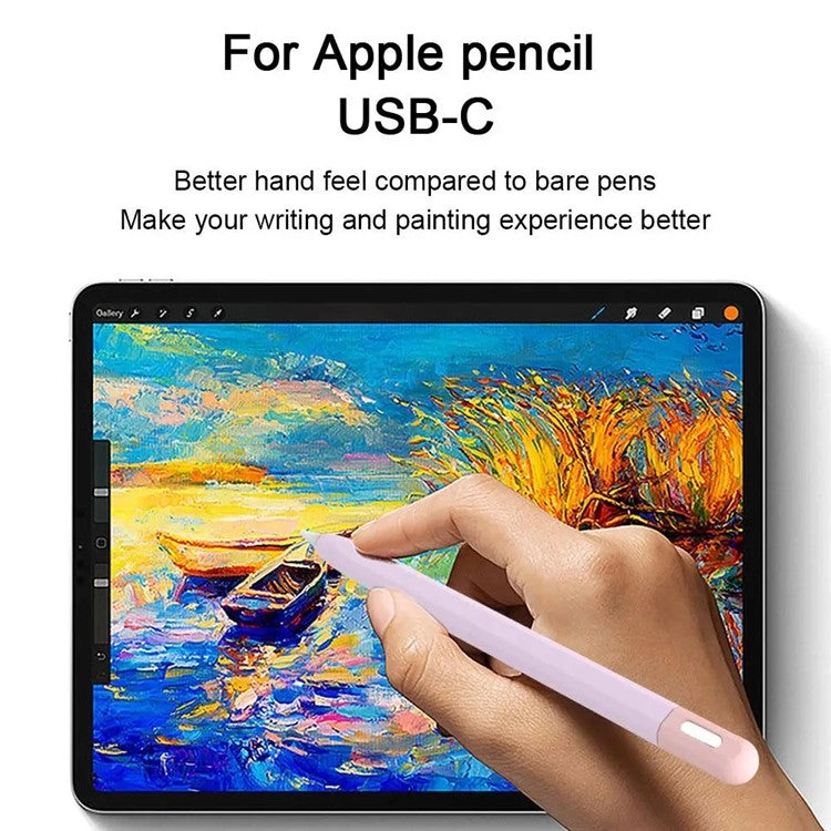 For Apple Pencil (USB-C) Contrast Color Silicone Protective Sleeve Stylus Pen Anti-drop Cover - White