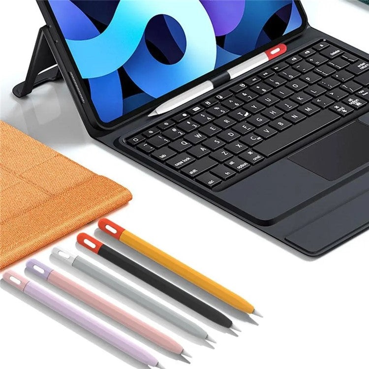 For Apple Pencil (USB-C) Contrast Color Silicone Protective Sleeve Stylus Pen Anti-drop Cover - Purple