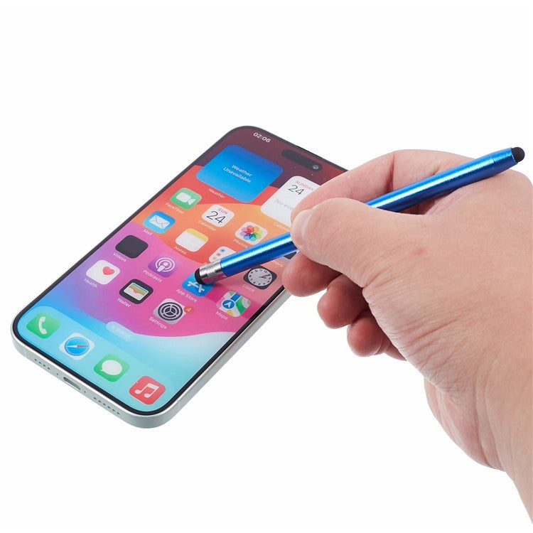 2Pcs Passive Stylus Pen Smooth Writing Drawing Touch Screen Pencil with Dual Silicone Tips - Dark Blue