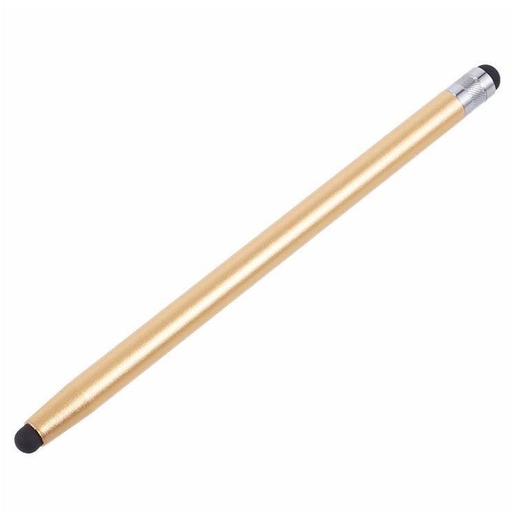 2Pcs Passive Stylus Pen Smooth Writing Drawing Touch Screen Pencil with Dual Silicone Tips - Gold