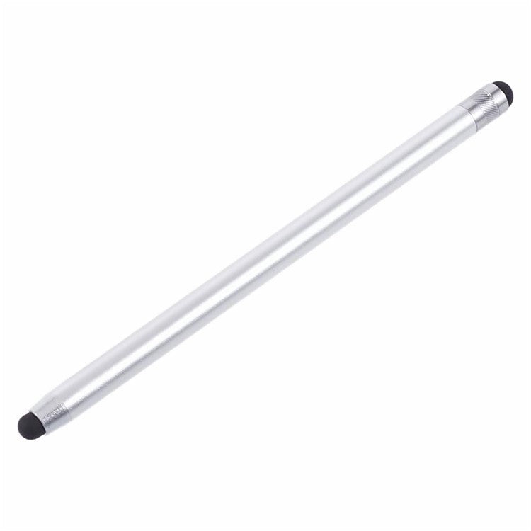 2Pcs Passive Stylus Pen Smooth Writing Drawing Touch Screen Pencil with Dual Silicone Tips - Silver
