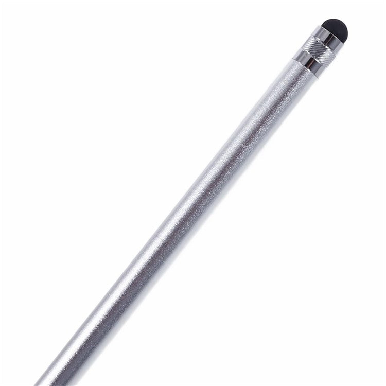 2Pcs Passive Stylus Pen Smooth Writing Drawing Touch Screen Pencil with Dual Silicone Tips - Silver