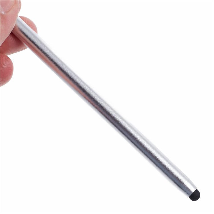 2Pcs Passive Stylus Pen Smooth Writing Drawing Touch Screen Pencil with Dual Silicone Tips - Silver