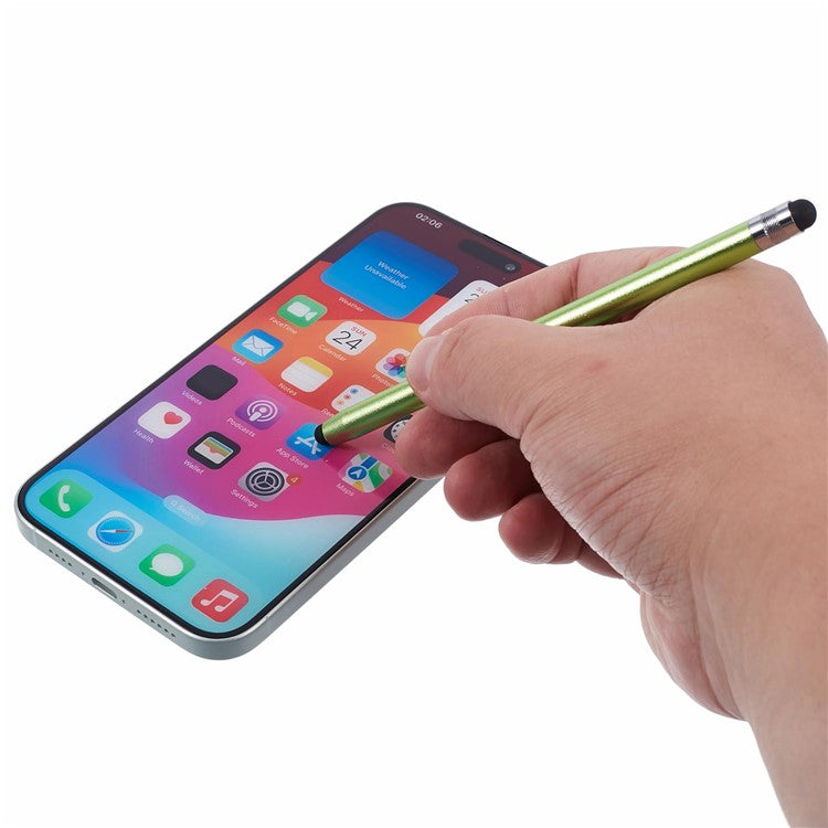 2Pcs Passive Stylus Pen Smooth Writing Drawing Touch Screen Pencil with Dual Silicone Tips - Light Green