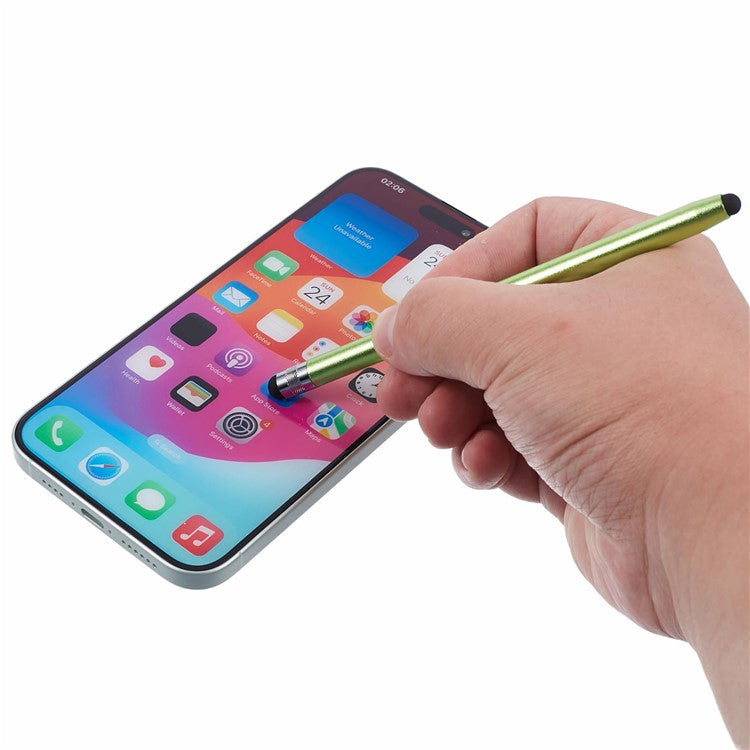 2Pcs Passive Stylus Pen Smooth Writing Drawing Touch Screen Pencil with Dual Silicone Tips - Light Green