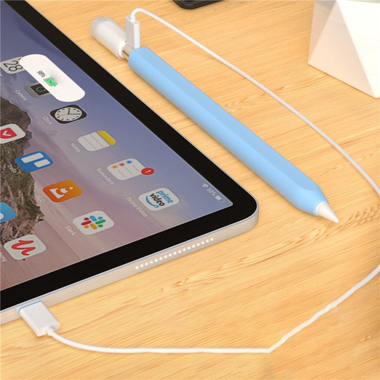 For Apple Pencil (USB-C) Stylish Silicone Sleeve Stylus Pen Protective Cover - White