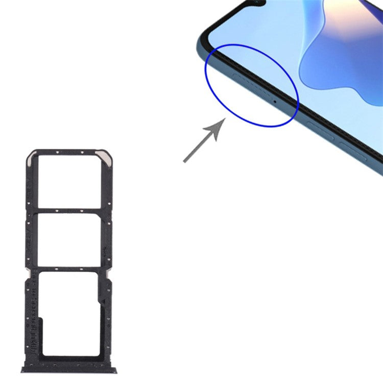 For Oppo A16 CPH2269/A16s CPH2271 Dual SIM Cards + Single TF Card Tray Holder Replacement (without Logo) - Black