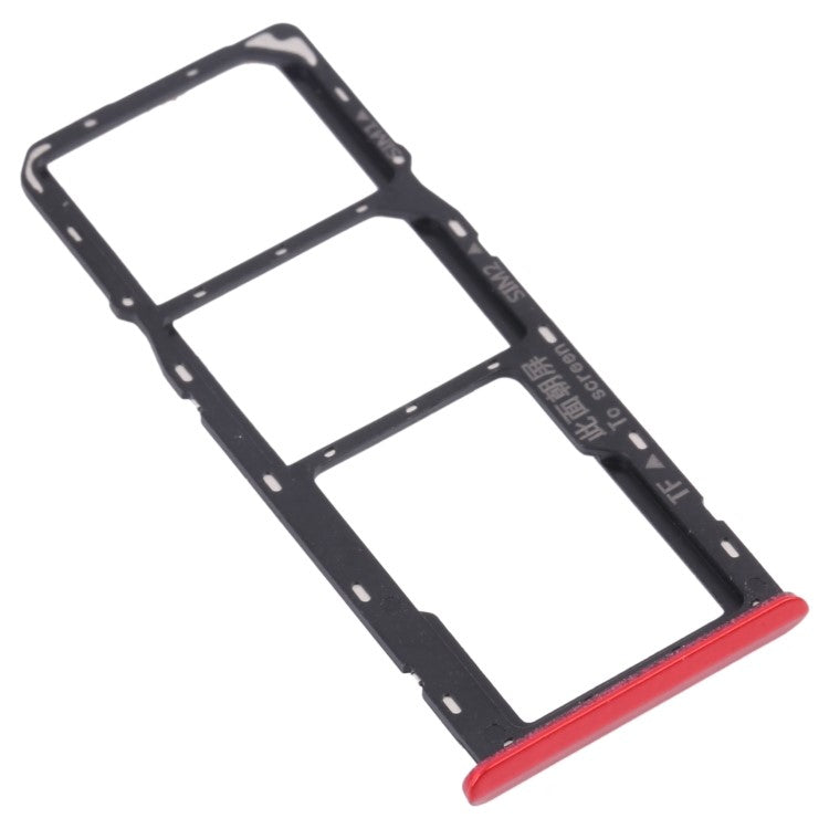For Realme C3 (without Fingerprint) RMX2027, RMX2020, RMX2021 Dual SIM Cards + Single TF Card Tray Holder Replacement (without Logo) - Red