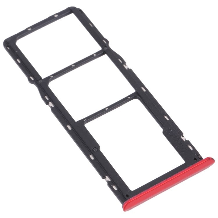 For Realme C3 (without Fingerprint) RMX2027, RMX2020, RMX2021 Dual SIM Cards + Single TF Card Tray Holder Replacement (without Logo) - Red