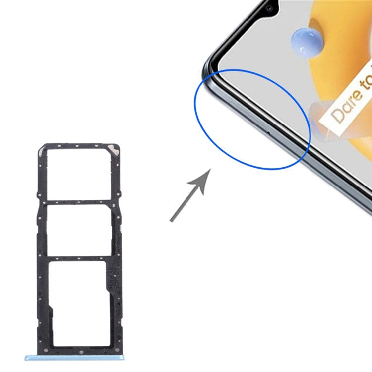 For Realme C20 RMX3063 / C20A RMX3061 Dual SIM Cards + Single TF Card Tray Holder Replacement (without Logo) - Blue