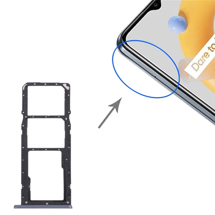 For Realme C20 RMX3063 / C20A RMX3061 Dual SIM Cards + Single TF Card Tray Holder Replacement (without Logo) - Grey