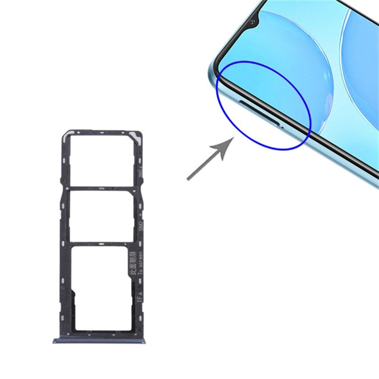 For Oppo A15s CPH2179 Dual SIM Cards + Single TF Card Tray Holder Replacement (without Logo) - Blue
