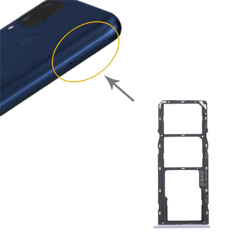 For Realme C15 RMX2180 Dual SIM Cards + Single TF Card Tray Holder Replacement (without Logo) - Silver