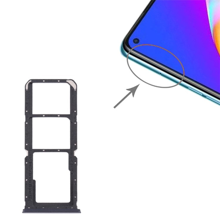 For Oppo A54 5G / 4G Dual SIM Cards + Single for SD Card Tray Holder Replacement (without Logo) - Black