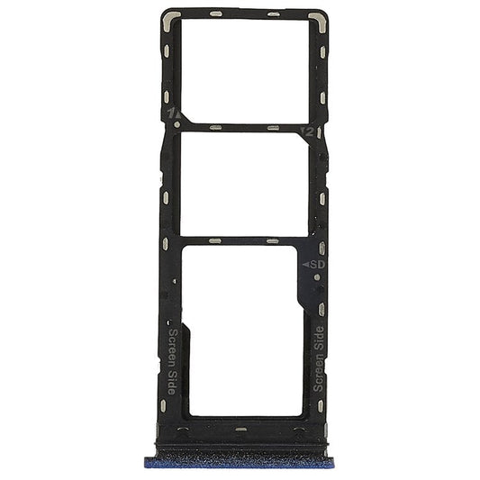 For Tecno Spark 6 Air KE6, KE6j, KF6 Dual SIM Cards + Single SD Card Tray Holder Replacement (without Logo) - Blue