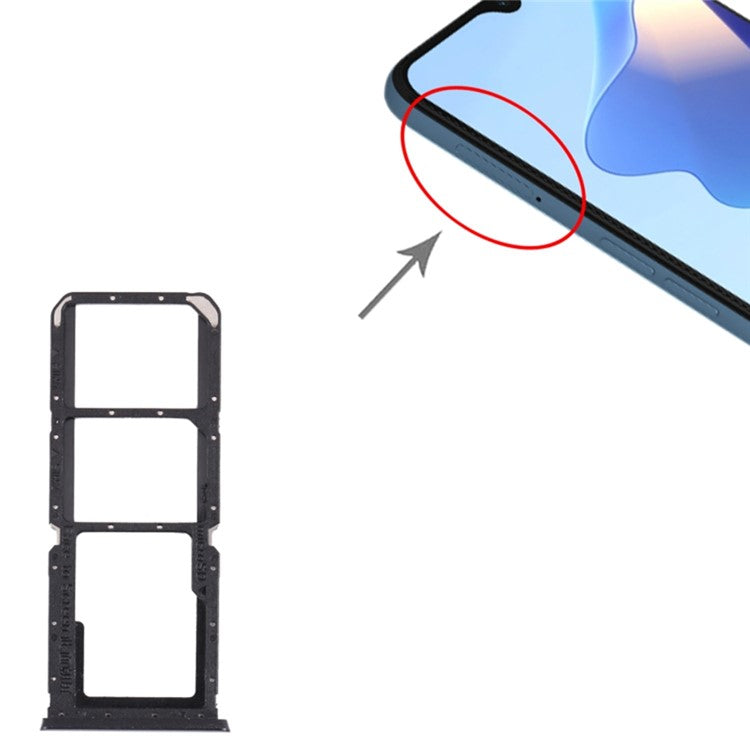For Oppo A54s Dual SIM Card + TF Card Tray Holder Replacement (without Logo) - Black