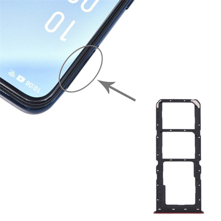 For OPPO A91 / F15 Dual SIM Card + TF Card Tray Holder Replacement (without Logo) - Red