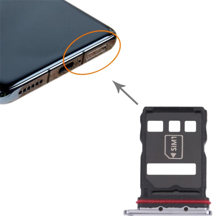 For Huawei P50 4G Dual SIM Card Tray Holder Replacement (without Logo) - Black