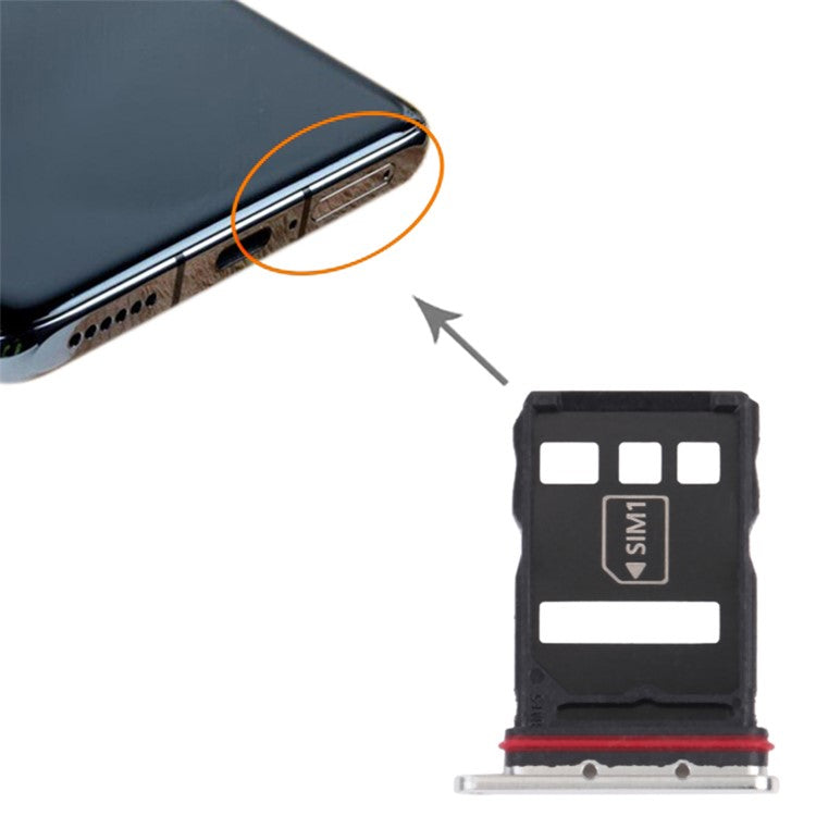 For Huawei P50 4G Dual SIM Card Tray Holder Replacement (without Logo) - Silver