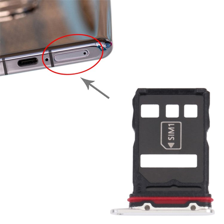 For Huawei P50 Pro 4G Dual SIM Card Tray Holder Replacement (without Logo) - White