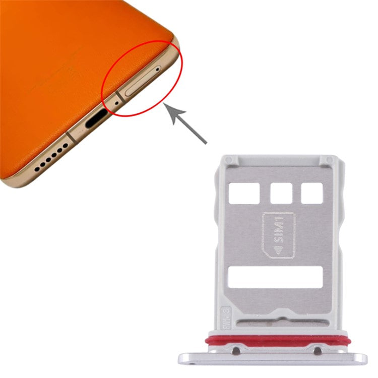 For Huawei Mate 50 4G SIM Card Tray Holder Replacement Part (without Logo) - Silver