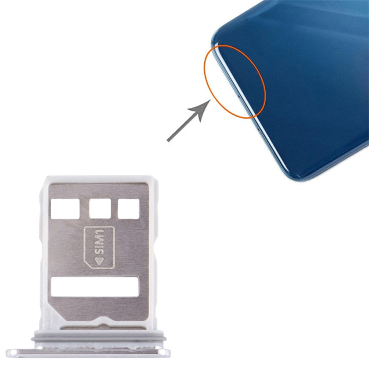 For Huawei P60 / P60 Pro SIM Card Tray Holder Replacement Part (without Logo) - Silver
