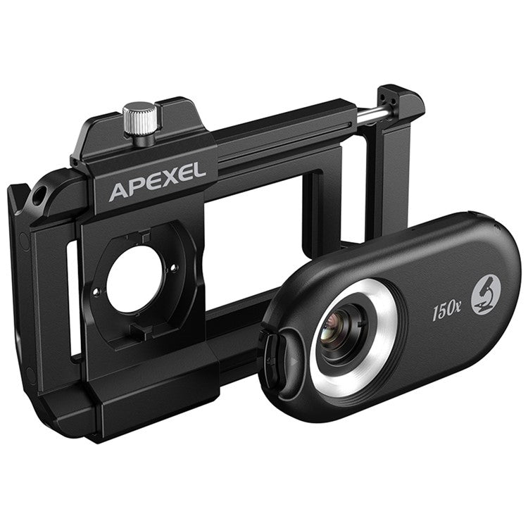 APEXEL APL-MS150 Mobile Phone Holder Clip 150x Magnification Microscope with CPL Filter