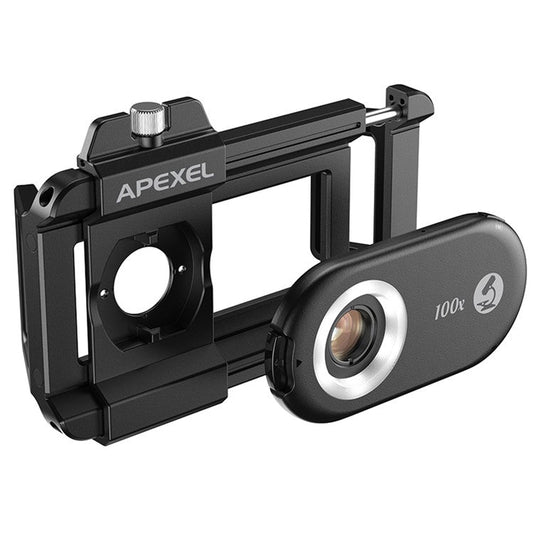 APEXEL APL-MS100 Mobile Phone Holder Clip 100x Magnification Microscope with CPL Filter