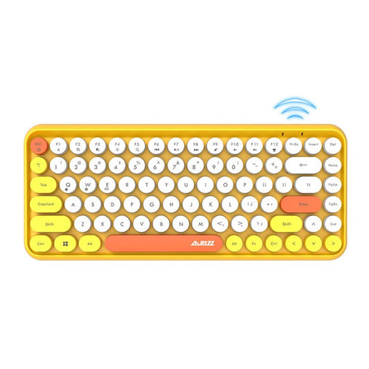 AJAZZ 308I Wireless Bluetooth Keyboard Mini Portable 84-Key Keyboard - Yellow