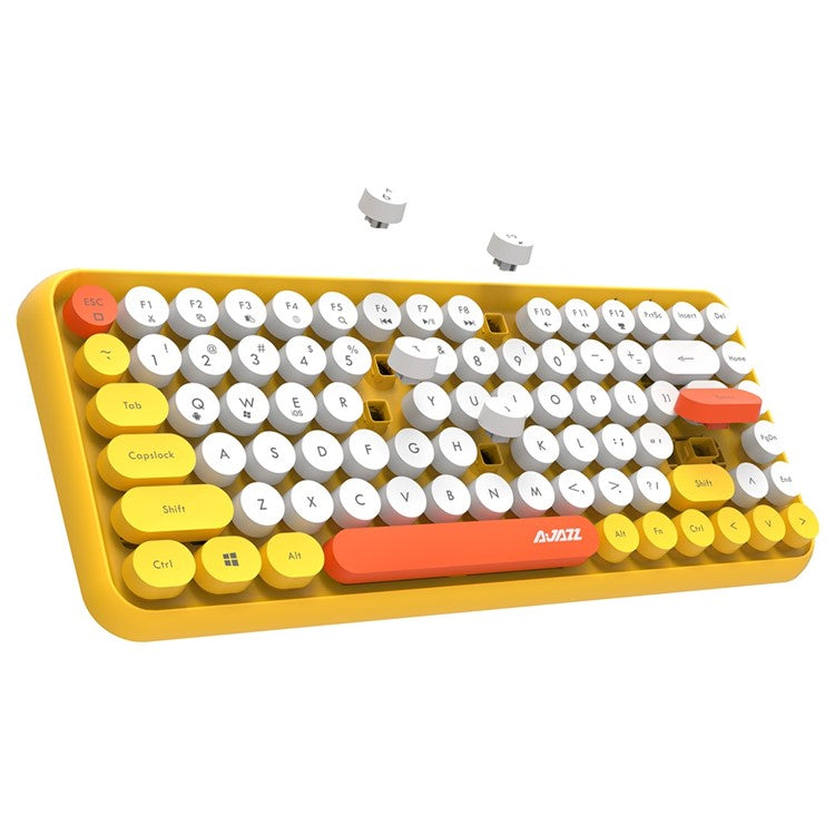 AJAZZ 308I Wireless Bluetooth Keyboard Mini Portable 84-Key Keyboard - Yellow