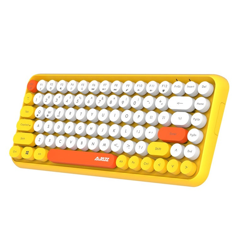 AJAZZ 308I Wireless Bluetooth Keyboard Mini Portable 84-Key Keyboard - Yellow
