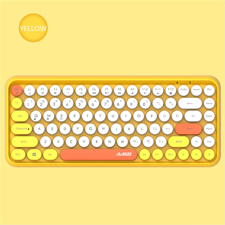 AJAZZ 308I Wireless Bluetooth Keyboard Mini Portable 84-Key Keyboard - Yellow