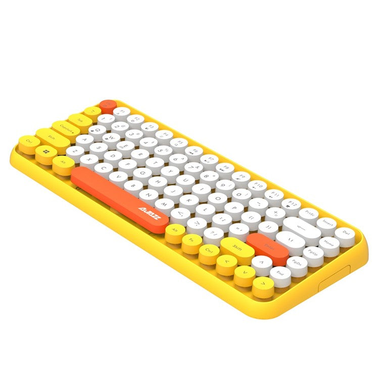 AJAZZ 308I Wireless Bluetooth Keyboard Mini Portable 84-Key Keyboard - Yellow