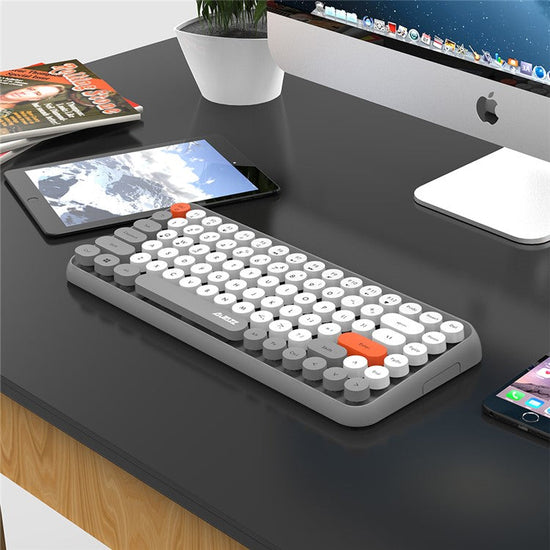 AJAZZ 308I Wireless Bluetooth Keyboard Mini Portable 84-Key Keyboard ...