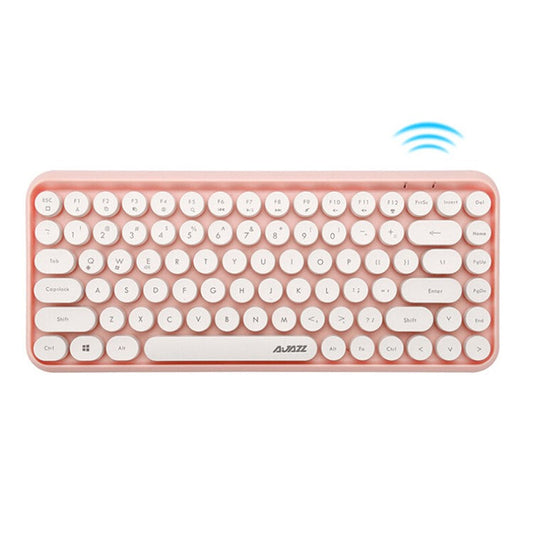AJAZZ 308I Wireless Bluetooth Keyboard Retro Round Keycap 84-Key Keyboard - Pink