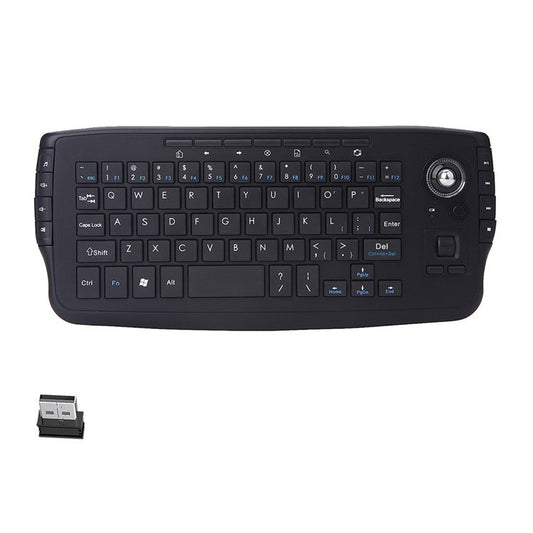 2.4G Wireless Keyboard Multimedia 1200DPI Trackball Air Mouse for Laptop PC - Black