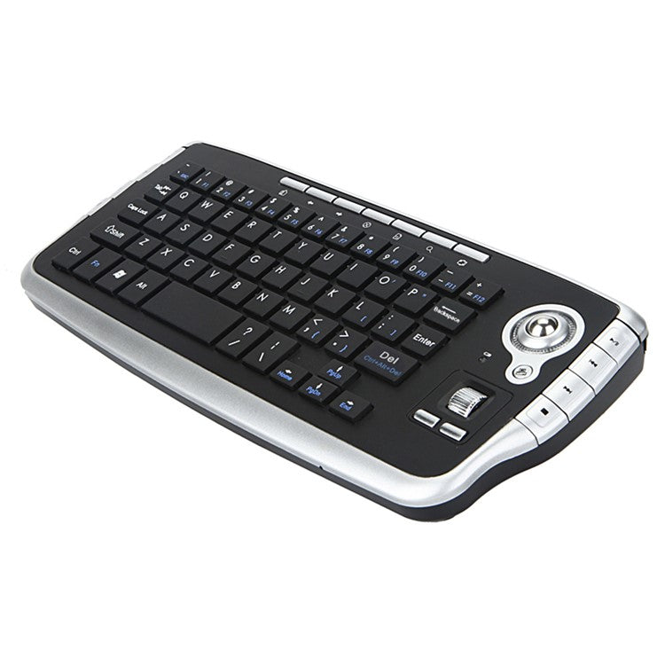 2.4G Wireless Keyboard Multimedia 1200DPI Trackball Air Mouse for Laptop PC - Silver